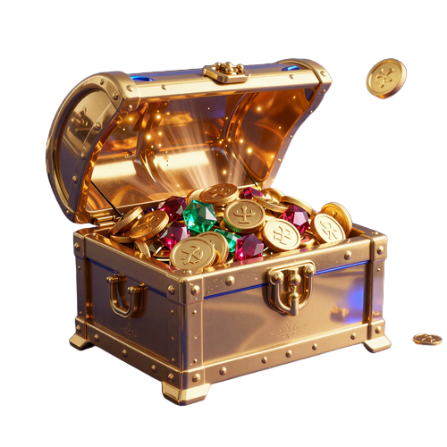 Goldene 3D-Schatztruhe mit Bonusm&uuml;nzen und Freispielen im Total Casino