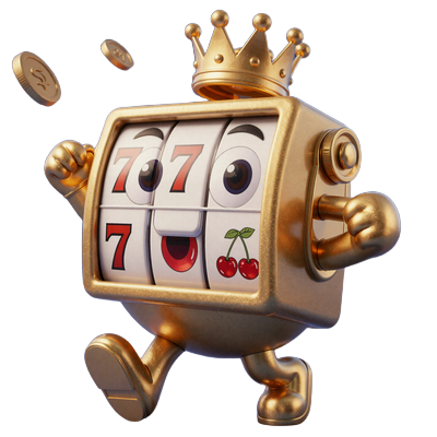 Goldener 3D Spielautomaten-Maskottchen mit Lucky Sevens bei Total Casino