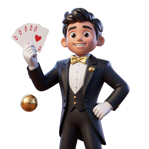 3D Croupier-Maskottchen im eleganten Smoking begr&uuml;&szlig;t dich zum Live Casino bei Total Casino